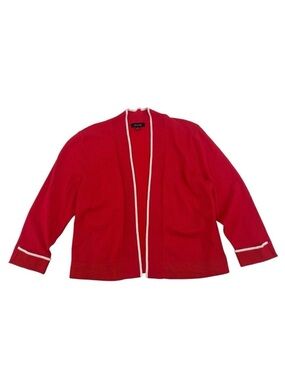 Verve Ami Women’s Size M Cardigan Red White Trim Open Front